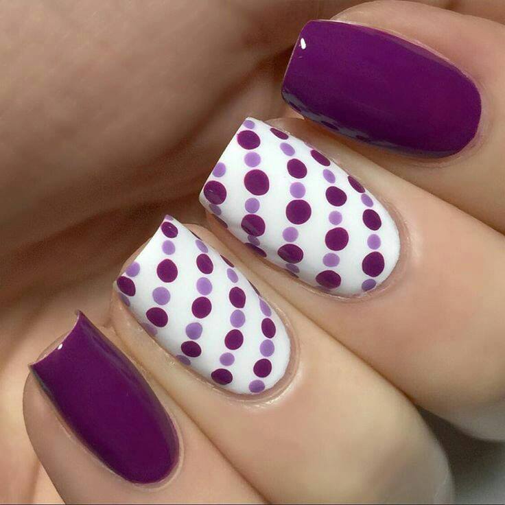 Purple polka dot nails